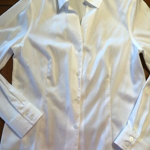 Anne Klein white collared bottom down long sleeve